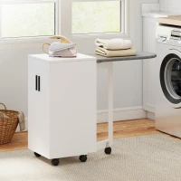 HOMCOM Mobile da stiro 2 in 1 con asse pieghevole con mensola regolabile e ruote, Bianco(m-2)