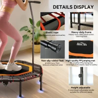 HOMCOM Fitness Trampoline, Bouncer with Adjustable Handle, Max Load 150 kg(m-5)