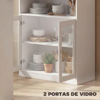 HOMCOM Mesa de Bar Extensível e Rotativa 360° com Prateleiras Abertas e 2 Portas de Vidro 150x80x105,5 cm Branco e Madeira(m-6)