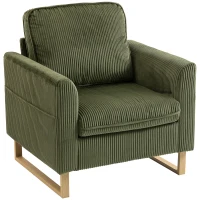 HOMCOM Accent Chair with Spring, Modern Industrial Armchair with Metal Legs for Livingroom Dark Green(m-11)