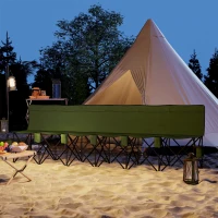 Outsunny 6 Seater Folding Camping Chair with Cup Holder & Carry Bag - Green(m-9)