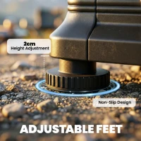 Outsunny Camping Camping Cupboards, Folding Portable Kitchen Table with 3-Tier Storage, Black(m-6)