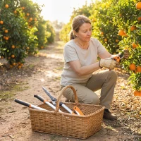 Outsunny Conjunto de Jardinagem 4 Peças com Tesouras Cortarramos Tesouras de Poda e Serra Dobrável Prata e Laranja(m-2)