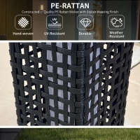 Outsunny Lampa solarna, lampa ogrodowa z rattanu, wodoodporna lampa ścieżkowa z czujnikiem światła, automatyczna lampa ogrodowa LED, lampa zewnętrzna na balkon, stal, czarny, 15,5 x 15,5 x 46 cm(m-4)