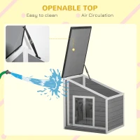 PawHut Domek dla psa z drewna sosnowego, odporny na warunki atmosferyczne, dach asfaltowy, 71 cm x 58 cm x 77 cm, Szary + Biały(m-6)