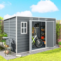 Outsunny Casinha de Jardim Abrigo de Jardim Depósito de Ferramentas 4,96 m² Cinza(m-4)