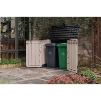 Coffre de rangement extérieur KETER en résine 880 litres Beige et marron- Malle de jardin sans vérins(m-2)
