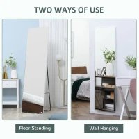 HOMCOM Lustro stojące, lustro ścienna w całości, stop aluminium, 45 cm x 37 cm x 158,5 cm, srebrny(m-5)