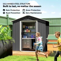 Outsunny 6.5 x 3.5ft Metal Garden Storage Shed - Dark Grey(m-4)