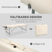 HOMCOM Massageliege klappbar, inkl. Gesichtsöffnung, Armlehnen, Handablagen, Massageliege mobil, 186 cm x 71 cm x 83 cm(m-6)