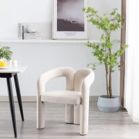 Lot de 2 chaises de salle à manger en velours, chaises décoratives rembourrées, 64x50,5x71 cm, Beige(m-5)