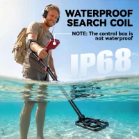Outsunny Metaaldetector IP68 Waterdicht Opvouwbaar Metaalzoeker met 4 Modi Koptelefoon Schep Draagtas LCD-Scherm(m-7)