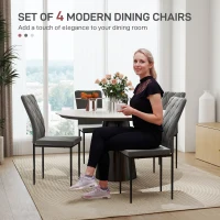 HOMCOM Krzesła do jadalni 4 szt., z oparciem, welur, ciemnoszare(m-4)