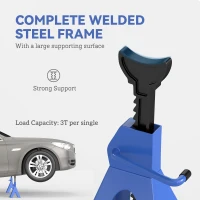 HOMCOM Podpórka warsztatowa, zestaw 2 sztuk, udźwig 3 tony, 13-stopniowa regulacja wysokości od 385 mm do 600 mm, niebieska(m-6)