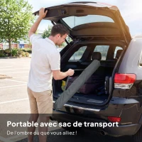 Outsunny Parasol de plage 1, m, parasol de jardin inclinaison avec ancrage au sable, hauteur réglable, sac de transport, gris foncé(m-7)