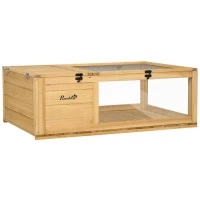 PawHut Terrario para Reptéis Casa para Tartarugas de Madeira com Painéis Laterais Transparentes e Trava 91x60,5x32 cm Madeira(m-11)