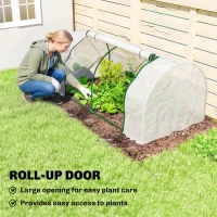 Outsunny Szklarnia z siatką PE, zimowa szklarnia foliowa ze stali, tunel foliowy 200 x 100 x 80 cm biały(m-6)