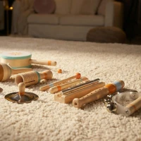 AIYAPLAY Kindermusikinstrumente, Montessori Holz-Percussion-Set(m-5)