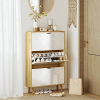 HOMCOM Scarpiera Slim Moderna con 3 Cassetti Ribaltabili per 24 Paia di Scarpe, 80x24x127 cm, Bianco(m-8)