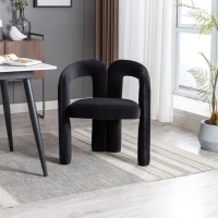 Set 2 sedie da pranzo in tessuto effetto velluto con imbottitura, 64x50.5x71 cm, Nero(m-4)