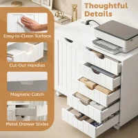 HOMCOM Mobile stampante con 5 cassetti, ruote e porte USB, Bianco(m-4)