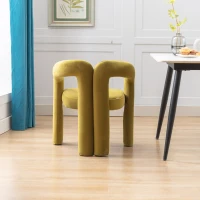 Set 2 sedie da pranzo in tessuto effetto velluto con imbottitura, 64x50.5x71 cm, Verde Oliva(m-5)