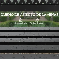 Outsunny Banco de Jardín Exterior de 2 Plazas  con Asiento Listonado Reposabrazos y Marco de Acero 119x50x75 cm Negro(m-7)