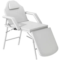 HOMCOM Portable Massage Table, 3 Section Adjustable Beauty Bed, Foldable Massage Bed with Headrest, Padded Armrests for Spa, Lash, Tattoo, White(m-1)