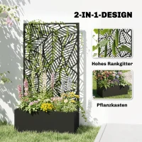 Outsunny Hochbeet aus Metall mit Rankgitter für Kletterpflanzen, freistehend oder zur Wandmontage(m-4)