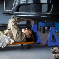 HOMCOM Podpórka warsztatowa, zestaw 2 sztuk, udźwig 3 tony, 13-stopniowa regulacja wysokości od 385 mm do 600 mm, niebieska(m-2)