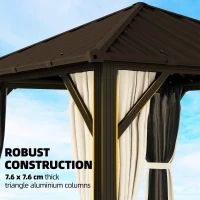 Outsunny Tuinpaviljoen ca. 3 x 3 m Aluminium Paviljoen met Stalen Hardtop-Dak, Muggennet en 4 Zijwanden, UPF50+(m-5)