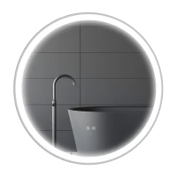 kleankin Miroir rond lumineux LED de salle de bain Ø 80 cm mural avec éclairage 3 couleurs interrupteur tactile 46W blanc argent(m-15)
