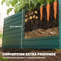 Outsunny Jardinière surélevée galvanisée rectangulaire pour l'extérieur - fond ouvert - 160 x 80 x 60 cm, vert(m-4)