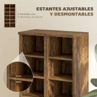 HOMCOM Set de 2 Estanterías para CDs y DVDs con 12 Compartimentos Estantes Ajustables 21x22,5x88,5 cm Marrón Rústico(m-6)