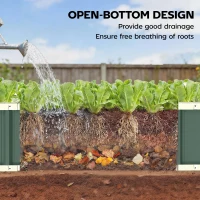 Outsunny Podwyższona grządka ze stali, zatrzaskowy montaż, zagięte krawędzie, inspekt 136 x 52 x 31 cm, jasnozielona(m-7)