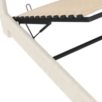 Lit rembourré avec tête de lit LED et coffre de rangement, sommier à lattes à vérin à gaz, sans matelas, 160x200 cm, Beige(m-7)