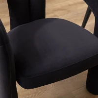 Set 2 sedie da pranzo in tessuto effetto velluto con imbottitura, 64x50.5x71 cm, Nero(m-6)
