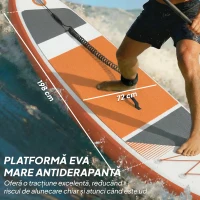Outsunny Placă SUP Gonflabilă pentru Adulți, Stand Up Paddle Board cu Suprafață Antiderapantă EVA, Pagaie Reglabilă din Aluminiu, Rucsac, Pompă, Aripioară Detașabilă, Capacitate 160 kg, 320x82x15cm, Toate Nivelurile(m-5)