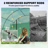 Outsunny Szklarnia foliowa ok. 4 x 3 x 2 m z rolowanymi drzwiami, 2 drzwiami na zamek błyskawiczny i 8 oknami z siatką, zielona(m-4)