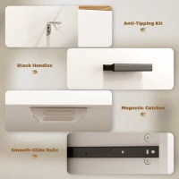 HOMCOM Komoda z miejscem do przechowywania, 2 szuflady, regulowana półka, do kuchni, salonu, korytarza, drewno naturalne, biały(m-6)