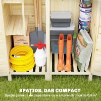 Outsunny Magazie pentru Unelte cu 2 Zone, Rafturi Reglabile și Fereastră, din Lemn de Brad, 106x57x167 cm, Culoare Naturală(m-5)