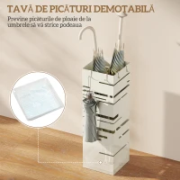 HOMCOM Suport de Umbrele Autoportant Pătrat din Metal cu 4 Cârlige, Bej(m-4)