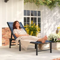 Outsunny Reclining Sun Lounger - Dark Blue(m-7)