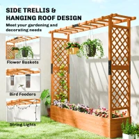 Outsunny Grządka z kratą i dachem, na kwiaty, owoce, warzywa, zioła, 196 x 44 x 181 cm, drewno, pomarańczowy(m-5)