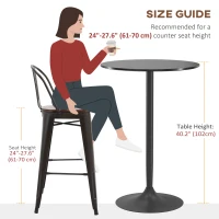 HOMCOM Stół barowy, wysoki stół dla 2 osób, 70 x 70 x 102 cm, czarny(m-7)