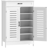 HOMCOM Shoe Cabinet with Slatted/Louvered Doors Drawer and Adjustable Shelves for 20 Pairs of Shoes 78x37x115.8 cm White