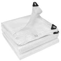 Outsunny Lona impermeável 4 x 6 m 140 g/m² Lona de tecido resistente e anti-rasgo Estável aos UV Capa de proteção com ilhóses reforçados Branco