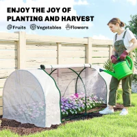 Outsunny Szklarnia z siatką PE, zimowa szklarnia foliowa ze stali, tunel foliowy 200 x 100 x 80 cm biały(m-7)