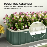 Outsunny Podwyższona grządka ze stali, zatrzaskowy montaż, zagięte krawędzie, inspekt 136 x 52 x 31 cm, jasnozielona(m-5)