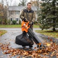 Outsunny 3000W 3-in-1 Elektrischer Laubbläser und Staubsauger mit 40L Auffangbeutel, 4 Rädern, verstellbarem Gurt, Orange(m-4)